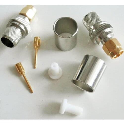 10X Pcs RF Coax Connector SMA Male Jack Crimp for LMR400 RG8 RG213 RG214 RG165 7D-FB Cable Plug SMA Gold Plated High-quality