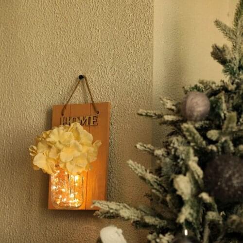 2Pcs/Set LED Copper Wire String Light Garden Mason Jar Lamp Remote Control Flower Wall Decor/Outdoor Lights /Wall Mount Lamp