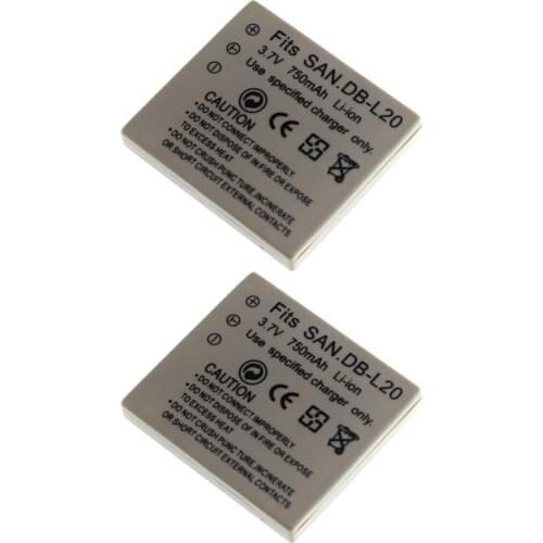 2 x New Battery for Sanyo DB-L20 DBL20 Xacti VPC-C4V VCP-CG9 VPC-C1 DMX-C4(D)