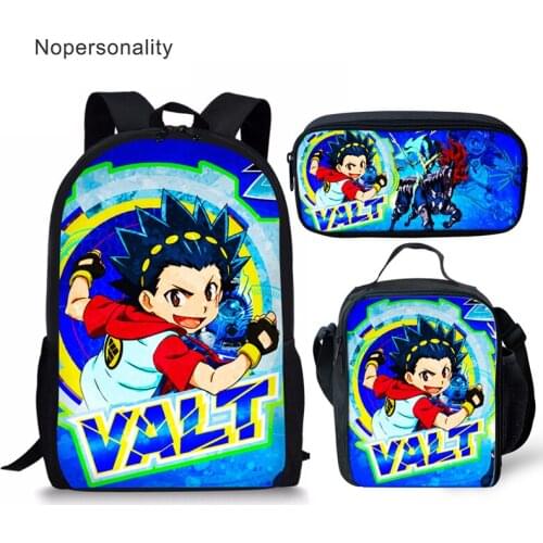 Nopersonality Teenager Boys School Book Bag Beyblade Burst Print Kids Backkpack 3Pcs Children Backpacks Student Mochilas 16inch