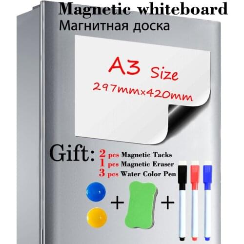A3 Size Fridge Sticker Dry Erase White Board Magnetic Whiteboard Kitchen Office Message Board Gift 3 Pen 1 Eraser 2 Thumbtack