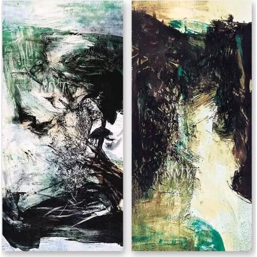 2PCS Abstract Black And White Oil Painting Canvas Wall Art Unframed Living Room Decoration Artwork Group Wall Pictures Art Hot