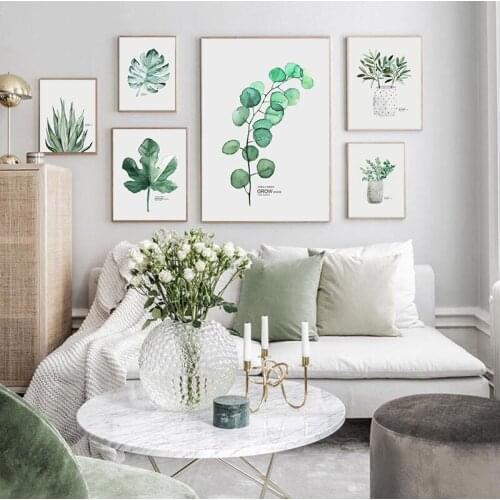 Watercolor Plants Leaf Canvas Poster Nordic Style Print Scandinavian Wall Art Painting Decoration Pictures Minimalist Home Decor