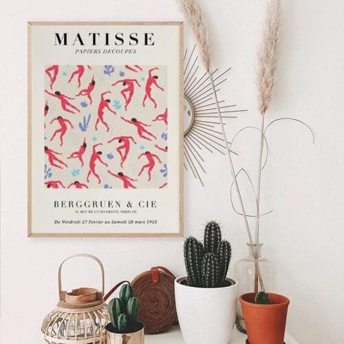 Henri Matisse Abstract Painting Minimalist Illustration Wall Art Canvas Prints Vintage Poster Beige Wall Picture for Living Room