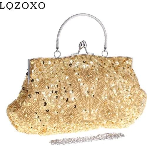 Hollow Out Style Day Clutch With Handle Flower Ladies Purse Soft Beading Embroidery Party Evening Bags