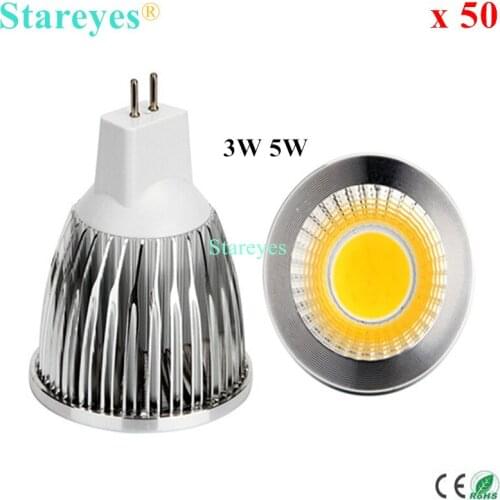 Free shipping 50 pcs Dimmable 5W 3W MR16 AC&DC12V LED COB Spot light Droplight lamp bulb Light Lighting LED Ceiling spotlight