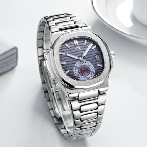 Fashion Automatic Mechanical Watch Mens Luxury Brand Casual Stainless Steel With Calendar Luminous Watch Montre Homme 2021 NEW