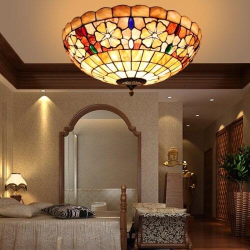 Europe modern tiffany ceiling light shell bedroom balcony hallway ceiling lamp 20inch
