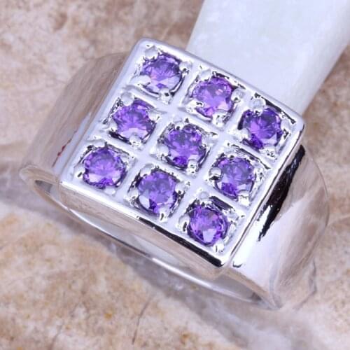 Exquisite Purple Cubic Zirconia Silver Plated Womens Ring Size 6 / 7 / 8 / 9 R0909
