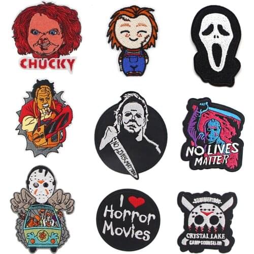 K2514 Horror Movie Scream Cartoon Embroidered Patch Applique Ironing Clothes Sewing Supplies Decorative Badges Patches