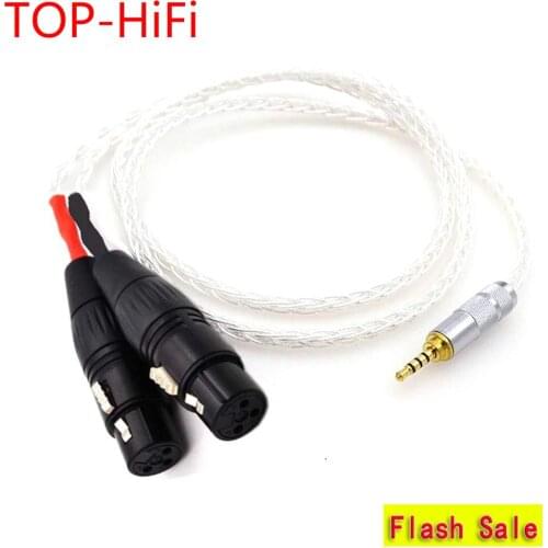 TOP-HiFi 4.4/3.5/2.5mm TRRS Balanced Male to 2x 3pin XLR Female Cable 1/4 6.35 to XLR Balanced Silver Plated Adapter Cable
