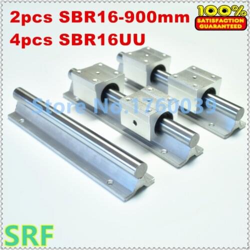 SBR16 linear guide rail set:2pcs SBR16 L=900mm linear shaft rail support+ 4pcs SBR16UU Linear Motion Bearing Blocks for CNC