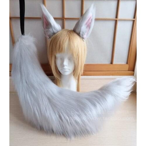 Anime Spirit Chronicles Sara Silver Wolf Ears Tail Cosplay Costume Accessories Customer Size Made Anime Cosplay Props