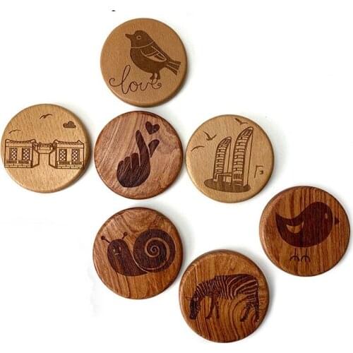 Round Shape DIY Wooden Bottle Opener Coaster Blank Fridge Magnet Decoration Beer Bottle Openers Free engrave logo