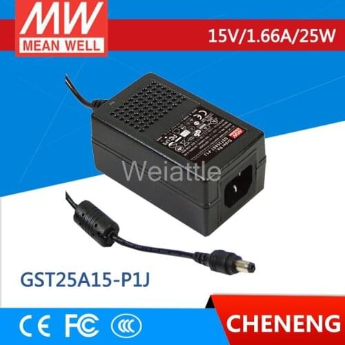 MEAN WELL original GST25A15-P1J 15V 1.66A meanwell GST25A 15V 25W AC-DC High Reliability Industrial Adaptor