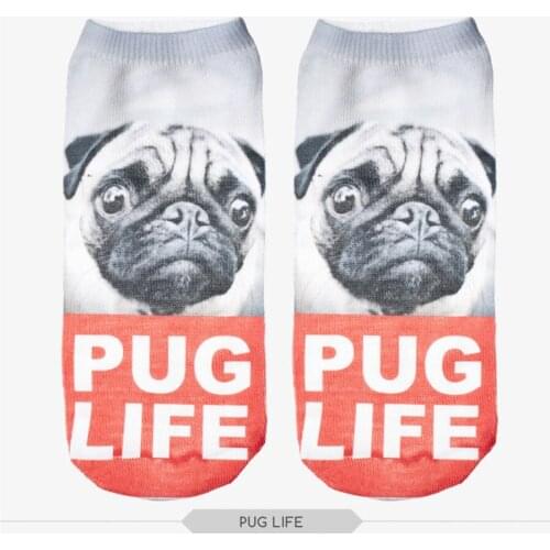 Fashion 3D Print Animal pug life women Socks Casual cartoon socks unisex low cut ankle socks