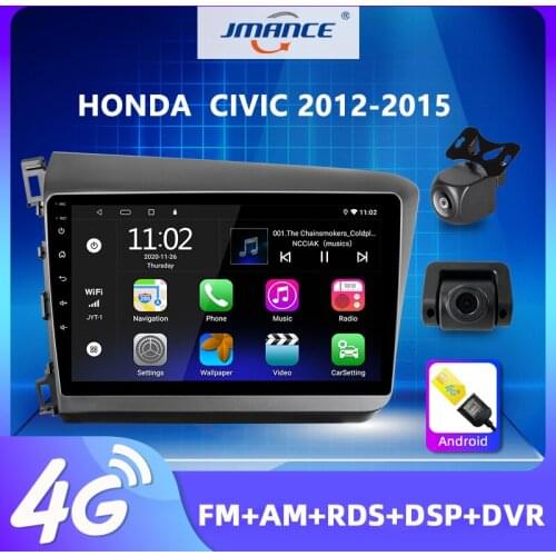 JMANCE 9" 4G+WiFi DSP RDS 2.5D 2din Android Car Radio Multimidia Video Player Navigation GPS For HONDA CIVIC 2012-2015 Head Unit