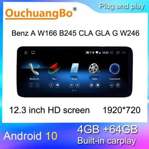 Ouchuangbo multimedia gps radio for 12.3 inch Mercedes Benz A W166 B245 CLA GLA G W246 2013-2018 android 10 Quaclomm gps