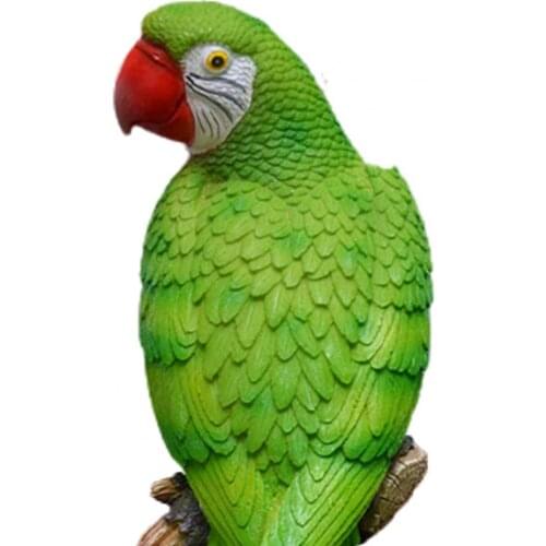 Figurine Parrot Shape Table Top Ornaments Resin Tree Hanging Animal Sculpture for Patio