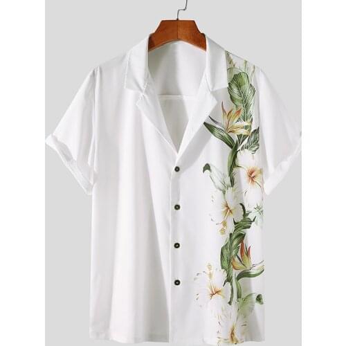 Latest casual splicing short sleeve Bavaria compression sleeve splicing street style beach shirt chic casual mens shirt