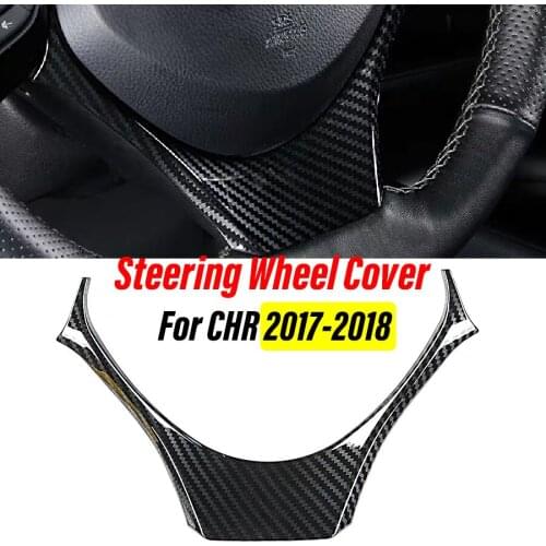 Wooeight Carbon Fiber Steering Wheel Panel Garnish Cover Trim Car Interior Frame Fit For Toyota CHR C-HR 2017 2018 Accessories