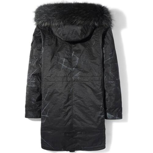 Natural Coat Winter Jacket Real Raccoon Fur Collar Warm Parka Men Clothes Winterjas Heren P18033 MY776