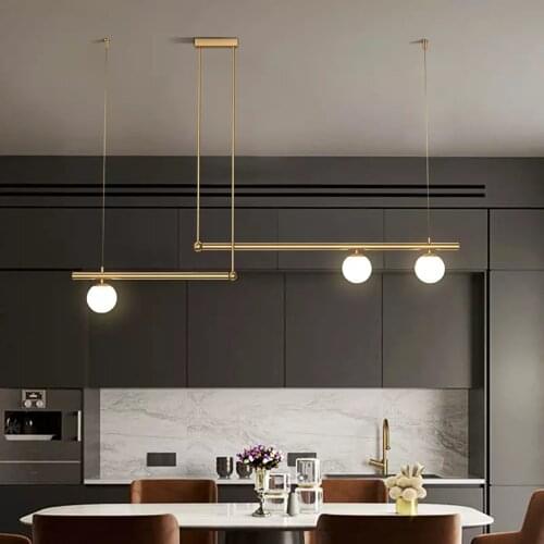 Nordic design minmalist pendant lamp for Bedroom Kitchen Dining table light Glass Ball Black and gold color suspension lamp