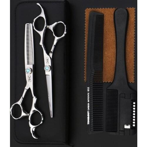 Professional 6 Inch Japan 440C Hairdressing Scissors Cutting And Thinning Tools Salon Hair Scissors Barber Scissors set