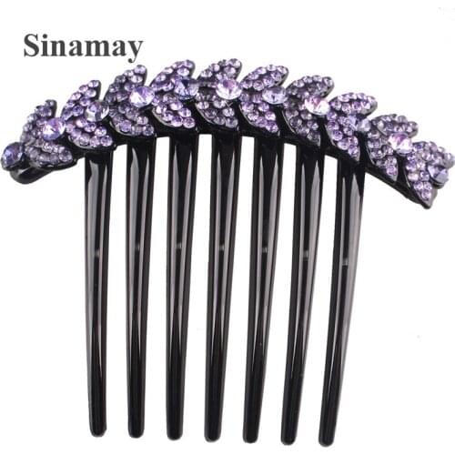 Vintage Crystal Hair Comb Women Shny Hair Accessories Korean Acrylic Flower Hairpin Ladies Female Headdress Crystal Hairclips