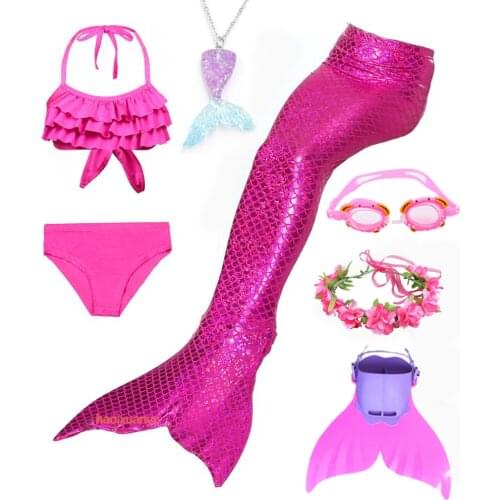 Girls Mermaid Tail For Swimming Mermaid Costume Cosplay Sparkle Fish Tails Swimmable Swimsuit with Monofin Bikini Sets for Girl