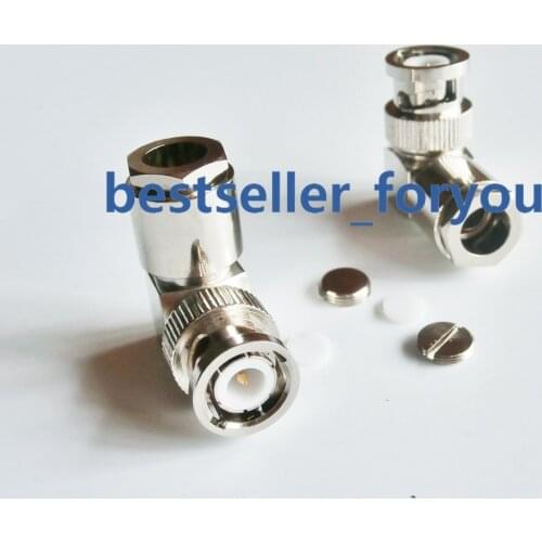1Pcs BNC Male Q9 Right Angle Clamp RG5 RG6 5D-FB LMR300 Cable RF Coax Connector