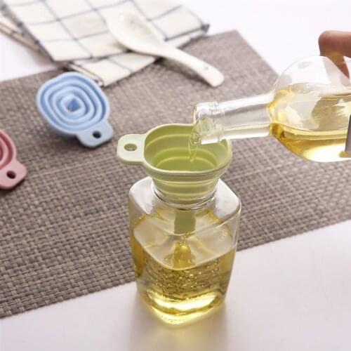 1pc Silicone Kitchen Funnel Soft Solid Color Mini Foldable Funnel Flexible Funnel Kitchen Tools Accessories Wine Dispenser