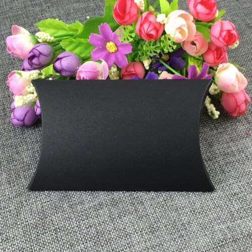 100PCS/Lot 12.5*8*2cm Jewelry Kraft Paper Black Pillow Shape Box Display Package Band Box For Candy/Toy/Gift Accept Custom Logo