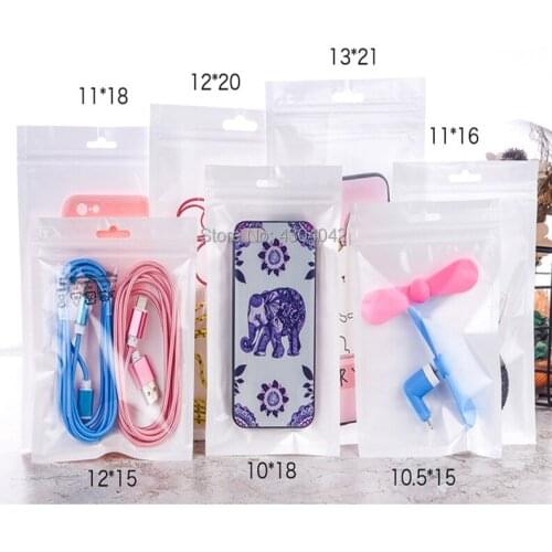 100pcs Multiple Plastic Zipper Clear Retail Packaging bags for iphone 8PIN 1M USB cable Accessorys best pp hang hole Package bag