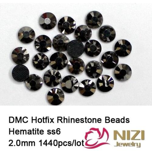 1440 pcs ss6 hematite Free shipping DMC hot fix rhinestones flat back rhinestones HighQuality-7