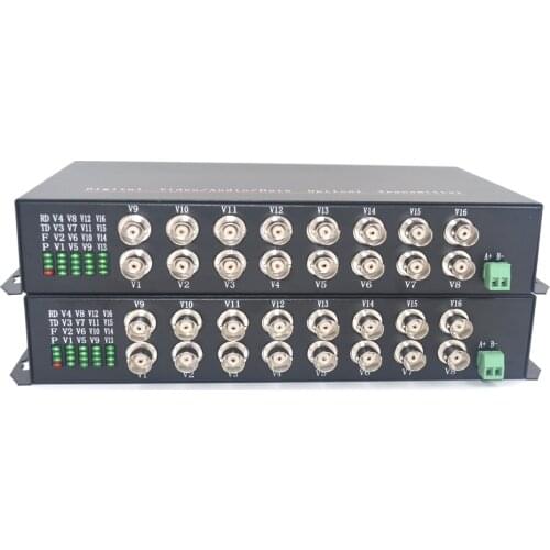 16CH Video Fiber optic Media Converter - Multi mode MM Fiber optic 2Km Transmitter Receiver for Security System CCTV