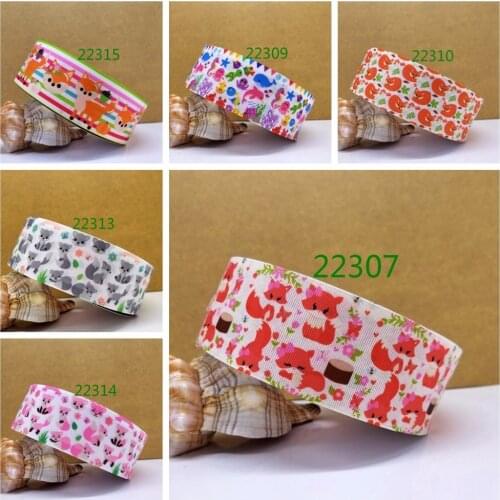 Free shipping 50 yard fox ribbon printed grosgrain ribbon 22315