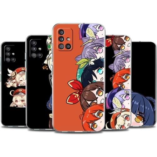 Genshin Impact Cute Transparent Case For Samsung Galaxy A51 A71 A21s A31 A12 A32 5G A21 EU A52 4G A41 A11 A22 TPU Phone Cover