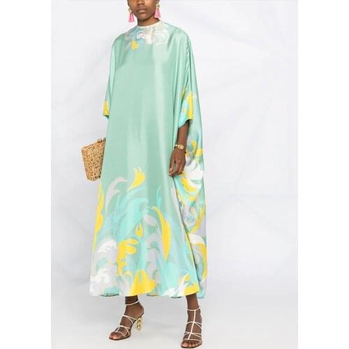 Dubai Muslim Maxi Robe Ladies African Dress Casual Robe Middle East Clothing Print Loose African Long Skirt Prom Dresses