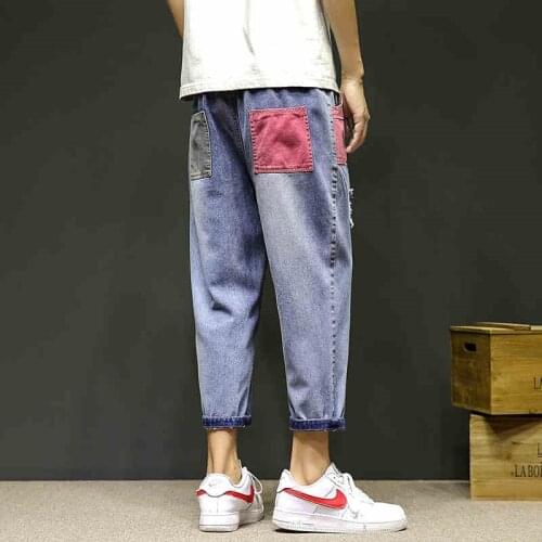 Mens Wide Leg Jeans Hippie Pants Men Cargo Pants Streetwear Baggy Jeans Hip Hop Denim Male Overalls Jeans Men 2019 KK2963