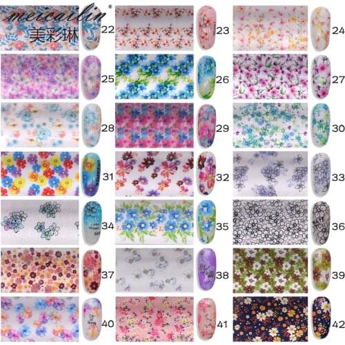5 Sheel/lot 4*100cm Nail Foil Polish Stickers 68 Designs Flower Transfer Foil Nails Decals Sliders Manicure Art Decoration Tools