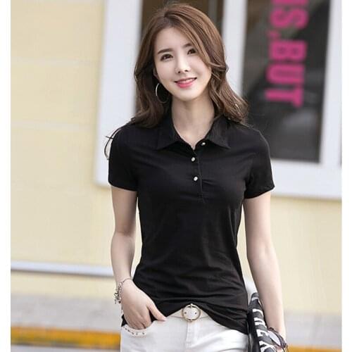 T Shirt Women New 2019 Summer Tops Short Sleeve Tshirt Women Button Casual Cotton T-Shirt Womens plus size 4xl Camisetas Mujer