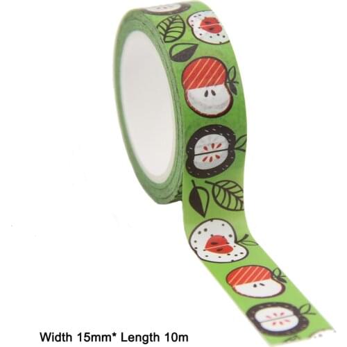 1PC 15MM*10M Green Apple Leave Washi Stickers Masking Tapes Decorative DIY Stationery office supplies kawaii washi tape
