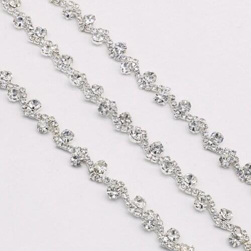 1yds Clear Rhinestone Crystal Chain Costume Applique Trims Sewing