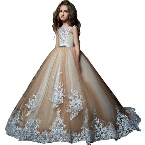 Fancy little girls dresses kids puffy party dresses for girls vestido de daminha first communion dress lace flower girl dress