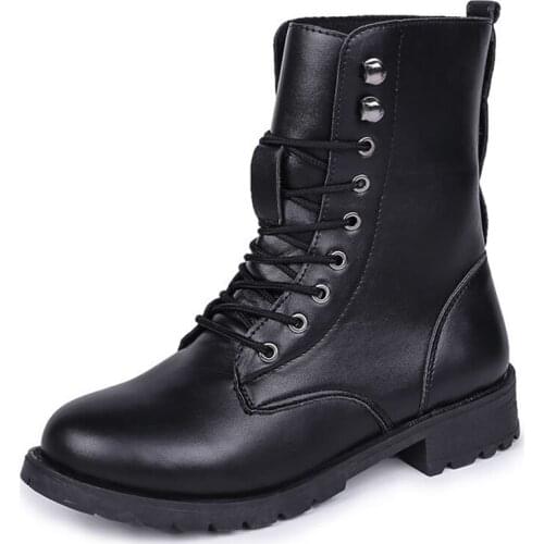 Fashion Women Boots Leather Pu Motorcycle BootsWomen British Style Ankle Boots Gothic Punk Low Heel ankle Boot Plus Size 43