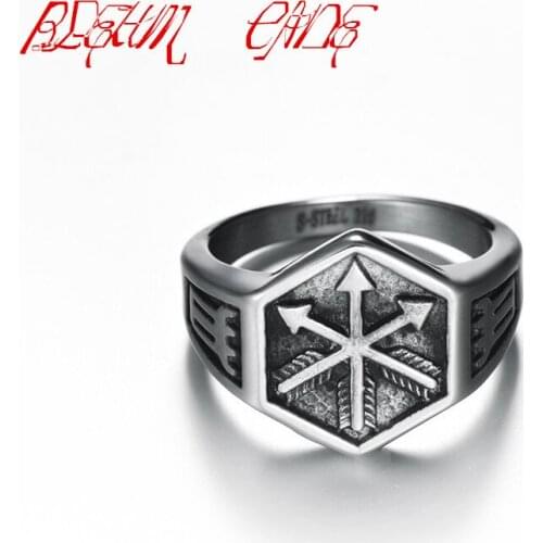 Mens Punk Titanium steel Arrow Design Band Ring Punk 316L Stainless Steel sword Rings