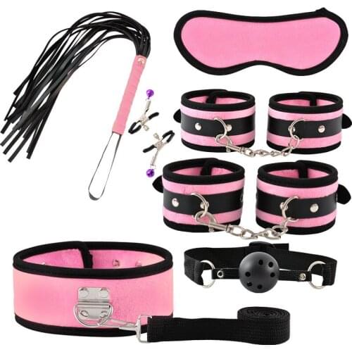 SM Bondage Set Sex Handcuffs Shackles Whip Rope Blindfold Appeal Toys Couple Sex Whip Couple Sex Toys Sex Kit