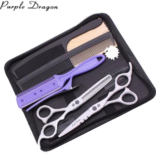 Haircut Scissors 5.5" JP Stainless Purple Dragon Hair Cutting Scissors Barber Thinning Shears Hairdressing Sicssors White Z1010