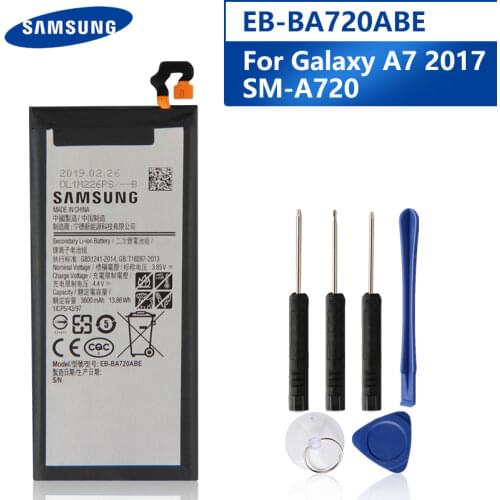 Original Replacement Phone Battery EB-BA720ABE For Samsung GALAXY A7 2017 Version SM-A720 Authentic Rechargeable Battery 3600mAh
